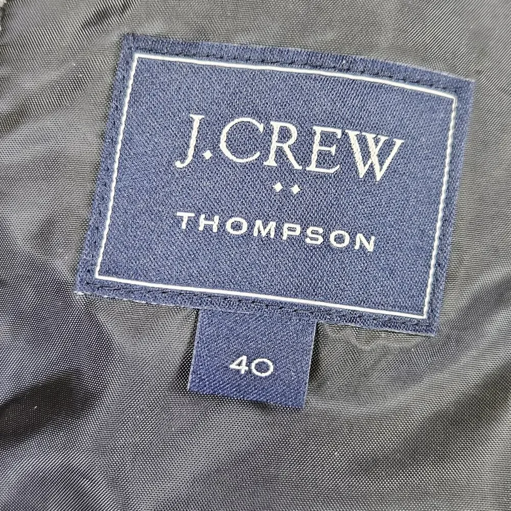 J.Crew Thompson Tweed Overcoat Men 40 Herringbone Plaid Wool Blend Black Heavy M